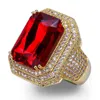 Ruby edelsteen zirkon goud ringen nieuwe heuphop ring ring sieraden van hoge kwaliteit fashion punkring van hoge kwaliteit