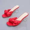 Sandals Women Shoes High Heeled Slippers Thick Bow Mules Elegant Butterfly Knot Cut Out Slides Ytmtloy Summer Zapatillas Mujer Casa 230322