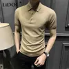 Polo da uomo Estate Y2K Business Casual Sport Chic Maschile Pullover Moda coreana Elegante Polo T-shirt Uomo Manica corta Tinta unita Top Uomo 230325