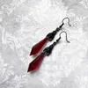 Dangle Earrings Vintage Black Bat Red Crystal Teardrop Gothic Alternative Jewelry Gift For Women Earring Lover Halloween