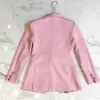 Ternos femininos blazers high street est moda 2023 designer manga longa forro floral rosa botões rosa jaqueta exterior 230325