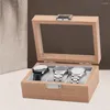 Watch Boxes 3 Slot Jewelry Display Case Storage Box Organizer For Men And Women With Glass Top