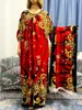 Etniska kläder muslimska abayor för kvinnor Dubai Loose Maxi Embroider Robe Femme Musulmane African O-Neck Floral Dress with Big Scarf 230325