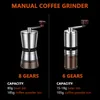 Grinhador de café manual em casa monte de café manual manual manual com rebarbas de cerâmica 68 configurações ajustáveis ​​Ferramentas de manivela de mão portáteis 230324