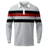 Polos masculinos ousados ​​camisetas de pólo casual de outono de luxo de luxo de manga longa Turn Down Collar Slim Fit Golf Camise