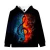 Herrtröjor tröjor 2023 Trend Casual Music Notes 3D Digital Printing Adult Children Hooded