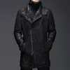 Giacca da uomo in pelle sintetica invernale genuina per uomo in pelle scamosciata maschile stampata con risvolto ampio cappotto lungo giacca a vento da moto Jaqueta Masculina 230324