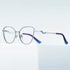 Sonnenbrillenrahmen Trendige blaue Licht blockierende Damen-Metallbrillengestelle mit Federscharnieren Weibliche Anti-Strahlenschutz-Brillen 230325