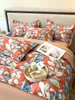 Bedding Sets Svetanya Orange Pastoral Flores folhas folhas de cama de algodão egípcio nórdico Conjunto de capa de edredão da cama de cama de cama de tamanho de edredão 230324