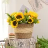 Planters Pots Straw Weaving Flower Plant Pot Basket Grass Planter Basket Indoor Outdoor Flower Pot Cover Plant Containers for Plantable Plants 230324