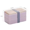 Double Layer Lunch Box 1200ml Wooden Feeling Salad Bento Boxes Microwave Portable Container For Workers Student RRA