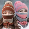 Beanies Beanie/Skull Caps Dames Winter Warm Wollen Hoed en Bib driedelige gebreide met oorbeveiliging Bandana Neck Gaiterbeanie/Skull