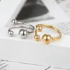 Band Rings Ring Punk Three Round Style Gold-Color Stainless Steel Wedding Bands For Women Party Gifts Fashion Jewelry