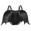 Borse da scuola Super Cool Black Angel Bat Zaino carino Pizzo PU Zaini da donna in pelle Borsa alla moda Zaino da viaggio da donna Mochilas