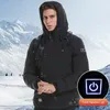 Herenjacks Winter USB Elektrische verwarmde Heren Hooded Warme laag Parka Oplaadbare verwarming Thermisch skiën Uitgereefd oversized 230325