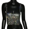 Camisoles Réservoirs 2023 Glitter Discothèque Dos Nu Débardeur Femmes Sexy Métal Cristal Diamants Paillettes Night Club Party Wear Crop 230324