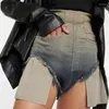 Kvinnors shorts Y2K Europe och USA Wind High Street Trend Denim 2023 Women's Washed Zipper midjebyxor