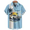 Mäns casual skjortor retro hawaiian man bil 3d tryck kort ärm lapel skjorta för män mode harajuk överdimensionerade manliga kläder 230325