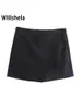 Short féminin willshela femmes mode jupes asymétriques hautes poches arrière poches côté zipper vintage femelle skort solide 230325