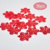 Kerstdecoraties 36 stks Plastic Goud Goud Glitter Poeder Sneeuwvlok Kerstmis ornamenten Hangstructuur Decoratieve hanging