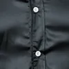 メンズカジュアルシャツメンズシニーシルクのようなサテンラグジュアリードレスシャツのようなブランドメンウェディングプロムタキシード男性カジュアルシャツカミザマスキュリナブラック230325