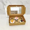 Embrulho de presente 5 peças/2/4/6 Cavidades de mármore kraft cupcakes com biscoitos de biscoitos de janela Candy Candy Packaging Box Box Wedding Party Birthday Birthday Birthday