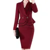 Dwuczęściowa sukienka Lenshin Hurtowa 2 zestaw wysokiej jakości marszczyków spódniczka wiązanie Blazer biuro urzędowe Formalne kobiety eleganckie zużycie biznesowe 230324