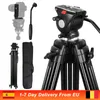 Stativ 190 cm Professional Video Camera Tripod Tung aluminium med 360 graders vätskehuvud för DSLR -videokameror 230325