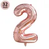 Dekoracja imprezowa Rose Gold Happy Birthday Dekoracje dla dorosłych dzieci dziewczynka chłopiec 1 2 3 4 5 6 7 8 9 9 Balony folii 1 lat lateks