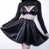 Maglietta da donna Kayotuas Maglietta da donna Sexy Hip Hop Gothic Lady Micro catena corta in metallo Pizzo trasparente Maglia manica lunga Dolcevita Top 230325