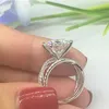 Clusterringen 925 Sterling Silver Wedding For Women 3 S Party Box Anillos Fine Jewelry Anels Females Gemstone