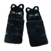 Cinq doigts gants gants hivernaux moelleux en peluche demi-doigt broderie convertible mittens h05d