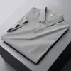 Herren-Polohemden, hochwertiges einfarbiges Eisseide-Kurzarm-Poloshirt für Herren, Sommer-Revers, atmungsaktives T-Shirt, koreanisches lässiges Paul-Shirt 230325