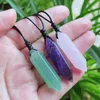 Healing Jewelry Natural Gem Stone Pendant Necklace Womens Double Pointed Opal Amethysts Pink Crystal Quartz Hexagonal Pendulum