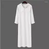 Ethnic Clothing 2023 Arabic Style Simple Long Men's Hooded Shirt With Pocket Muslim Robe Men Islamic