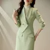 Vestido de duas peças de alta qualidade Spring Korean Spring Formal Ladies Blazer Suit de mulheres negócios com trabalho Work Wear Office Lápis Salia Jaqueta 2Pia Sets 230324