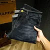 Heren jeans ontwerper Hong Kong high-end geborduurd water spook groene jeans Europese versie mannen strekken slanke broek ohy7