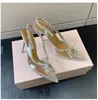 222 rhinestone crystal-embellished sandals Aquazzura PVC Pumps High heels shoes100mm spool Slingbacks women Luxurys Designers Dress Evening shoes stiletto Heels