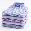 Men's Casual Shirts High Quality Mens Cotton Oxford Striped Single Patch Pocket Long Sleeve Regular-fit Comfortable Casual Button-collar Shirt 230325