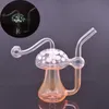 Bagliore nel buio Bong in vetro Bruciatore a nafta Pipa Bubbler Fumo Pipa ad acqua Artista colorato Fungo Acchiappaghiaccio Dab Rig con tubo per bruciatore a nafta in vetro maschio da 10 mm