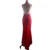 Casual Dresses Woman Dress 2023 Summer Halter Backless Sexy Bodycon Women Evening Party Elegant Embroidered Red Long DressCasual