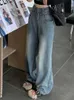Damesjeans Houzhou vintage wide been jeans vrouwen Koreaanse streetwear y2k Harajuku baggy denim broek hippie retro mode hoge taille vrouw 230325