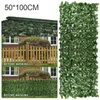 Flores decorativas 50x100cm Artificial Leaf Roll Screen Hedge Hedge Fence Balcony Decor Plants