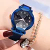 Polshorloges kijken naar vrouwen mode luxe roestvrijstalen staal magnetische buckle riem refractief oppervlak lumineuze wijzerplaat dames kwarts horloge