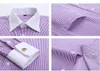メンズカジュアルシャツ品質穏やかなフォーマルメンズフレンチカフドレスシャツメン長袖ストライプスタイルのメンズシャツカフリンクにはプラスサイズ230325