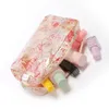 10pcs 패션 핑크색 모란 꽃 저장 가방 스퀘어 형태 방수 지퍼 유명한 미용 화장품 케이스 럭셔리 18x5x10cm 작은 메이크업 주최자 지퍼가있는