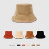 Wide Brim Hats Reversible Faux Fur Bucket Hat Women Winter Lamb Wool Fleece Cap Corduroy Fisherman Hats Sunscreen Panama Caps P230311