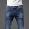 Jeans pour hommes Designer Automne Coréen Leggings Slim Fit Épais Jeunesse européenne Bleu Haut de gamme Petit Monstre 0LJ7