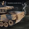 ElectricRC Car Toy M1A2 Remote Control Tank Tiger Military Model Vibrating Smoking Bullet 24G 3D Stereo 96V700MA Battery Children's Gift 230325