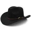 Wide Brim Hats Bucket Coffee Leather Band Vintage Parentchild Women Men Kid Child Wool Cowboy Western Hat Cowgirl Bowler Cap 545761cm 230325